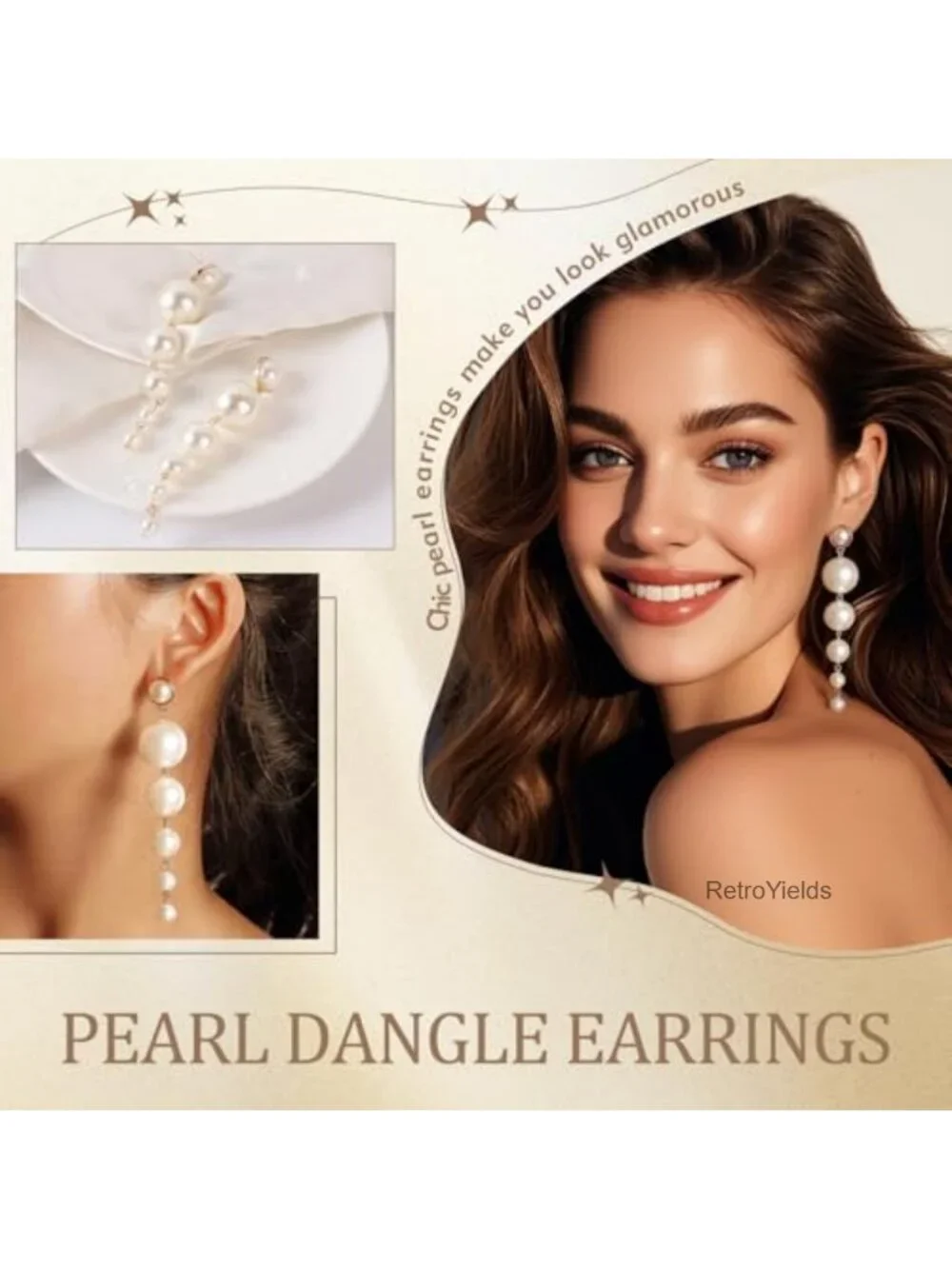 Gold Pearl Drop Earrings for Women | Elegant Faux Pearl Dangle Earrings |